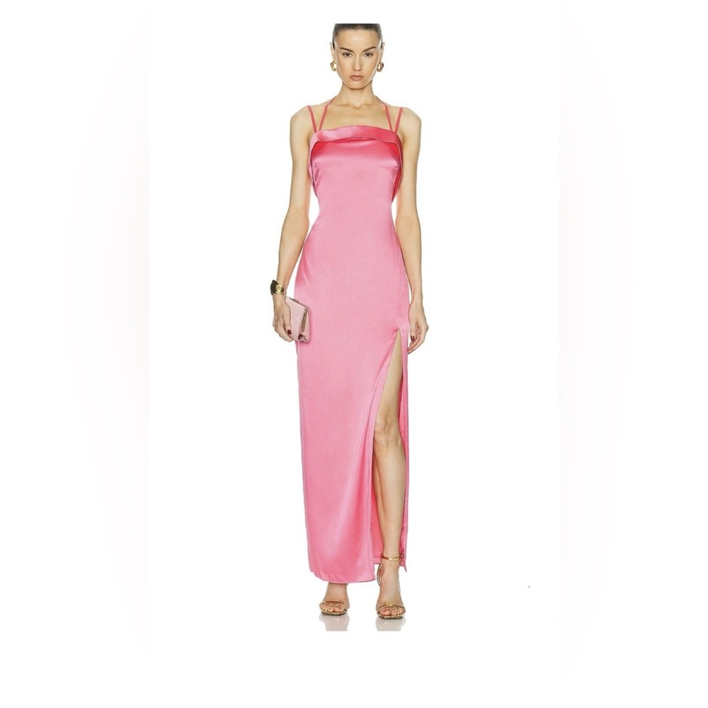 Cult Gaia Pink Satin Gown with Slit